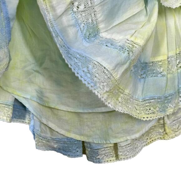 LoveShackFancy Ruffle Mini Skirt Lily Pond Hand Dye Medium Tiered Preppy Layered - Picture 5 of 9